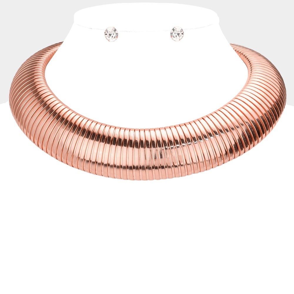 Metal Choker Necklace - Rose Gold, Gold or Silver